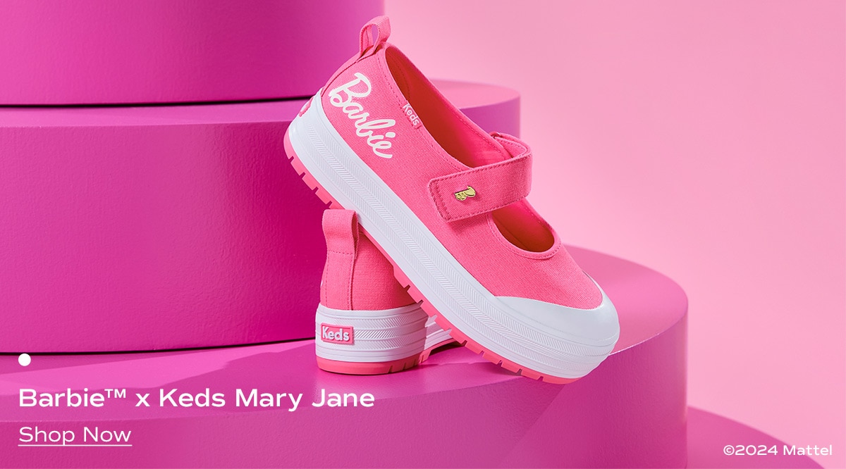 Barbie x Keds Mary Jane. Shop Now. 2024 Mattel